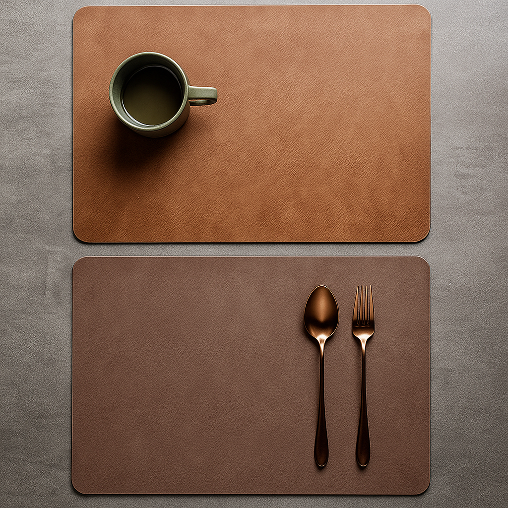 Elegant Double-Layer PVC Leather Placemats – Set of 6