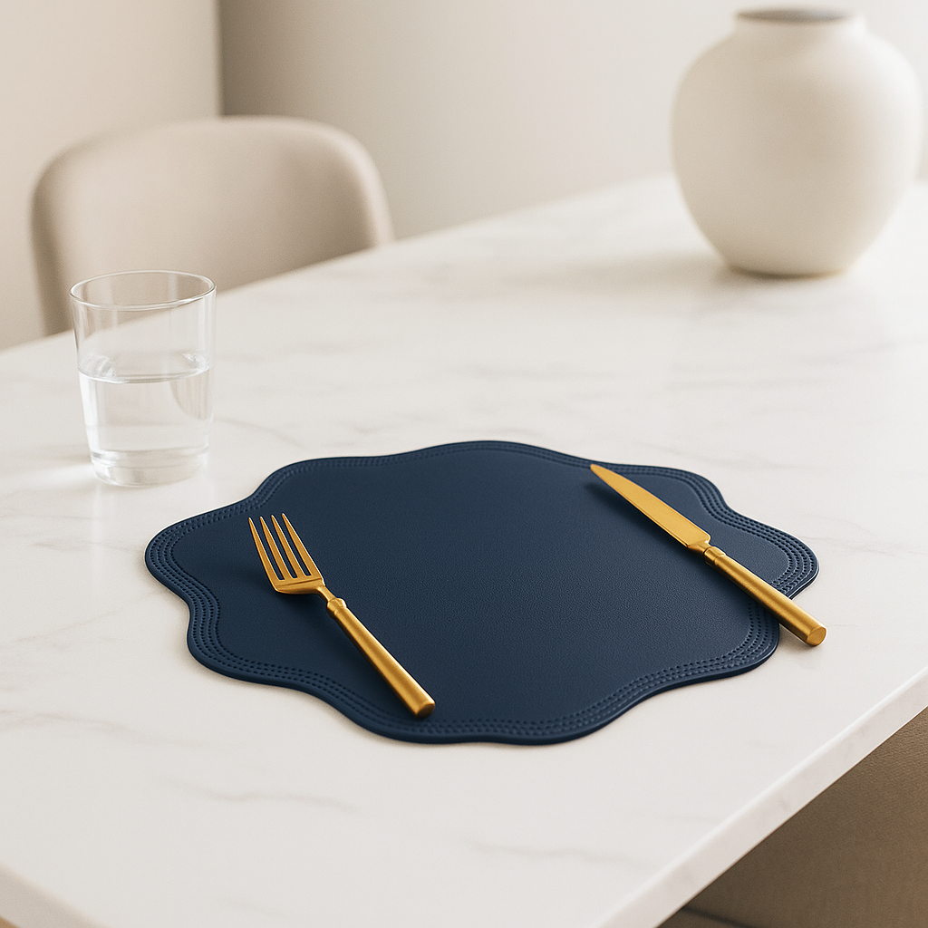 Timeless Floral Faux Leather Dining Placemats - Luxury Table Set