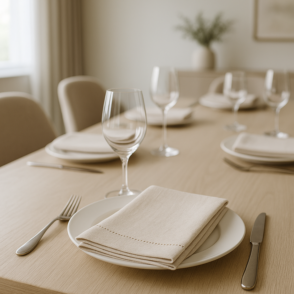 Premium Washed Linen Dining Napkins – Set of 12, Classic Hemmed Edges