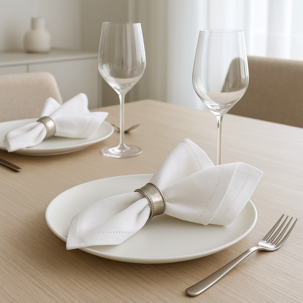 Premium Washed Linen Dining Napkins – Set of 12, Classic Hemmed Edges