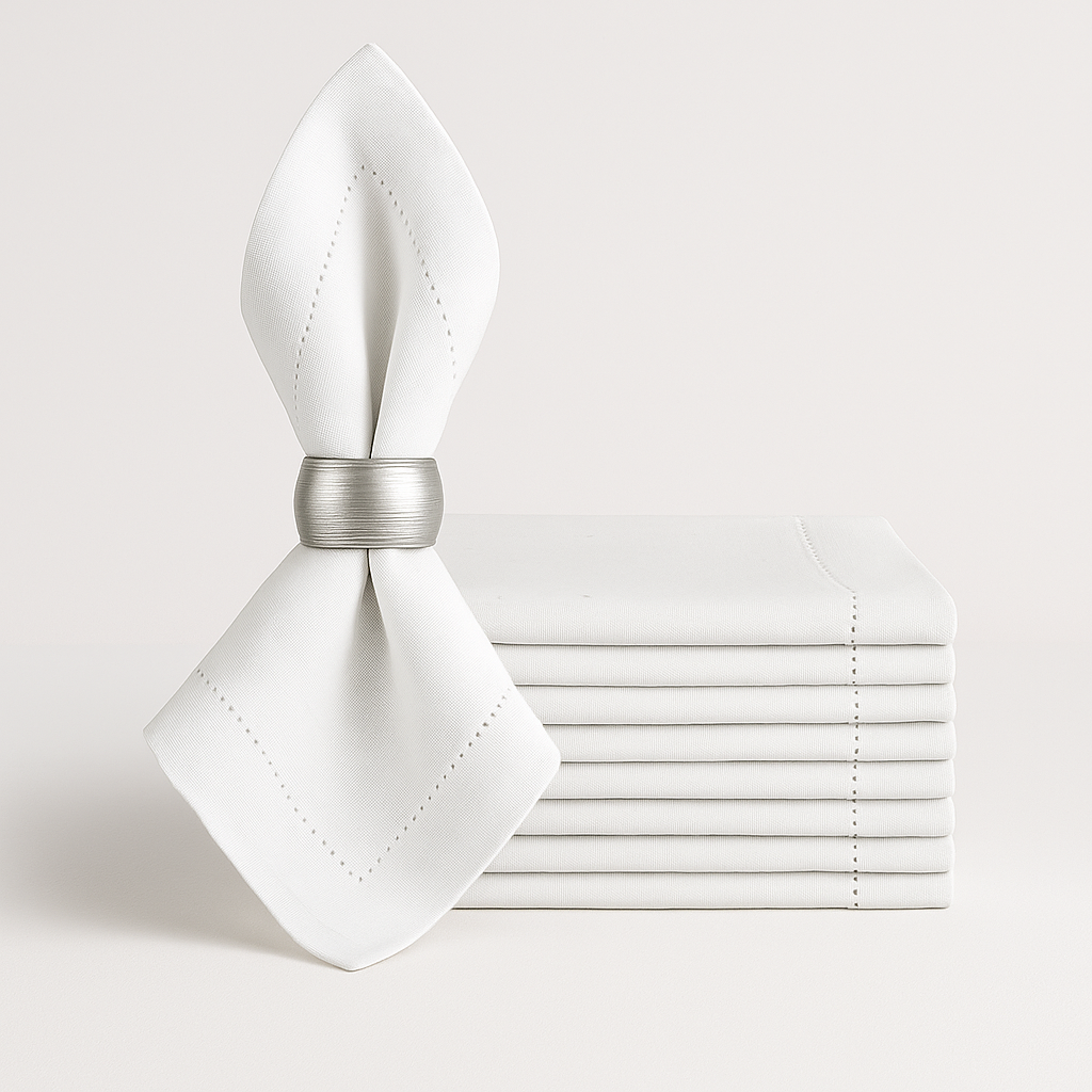 Premium Washed Linen Dining Napkins – Set of 12, Classic Hemmed Edges