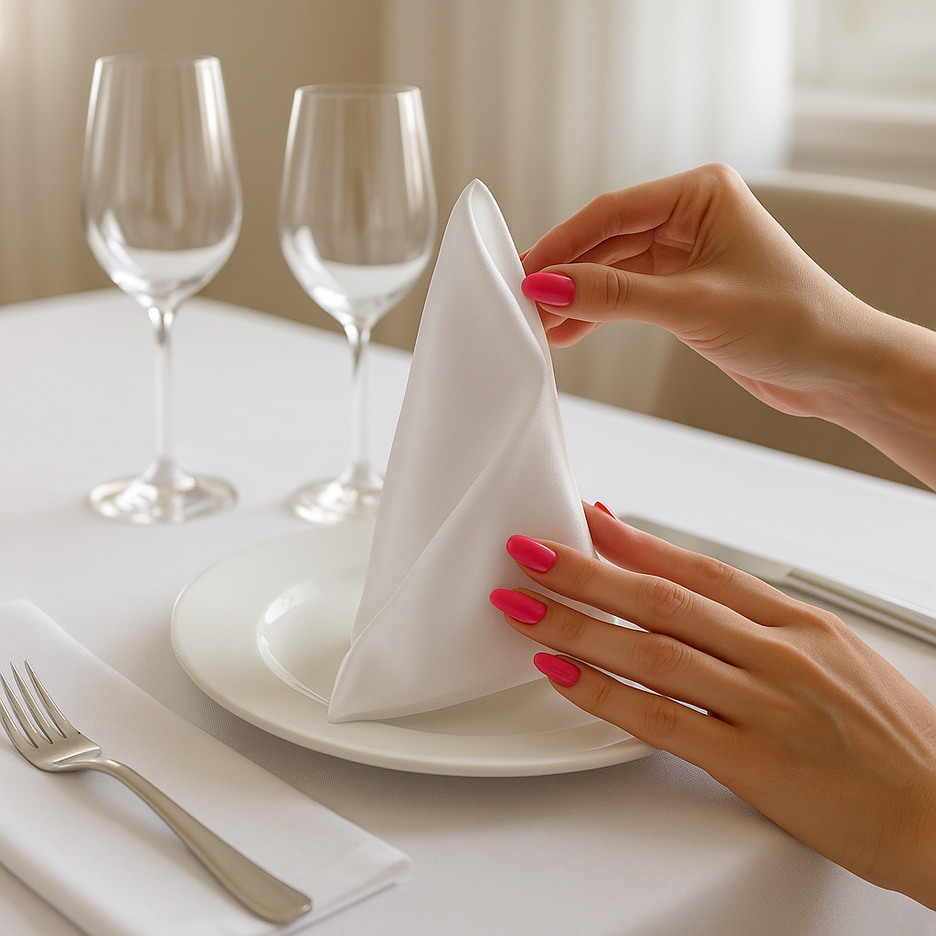 Élise Satin Champagne Napkin Set – 10 Soft 30x30cm Pieces