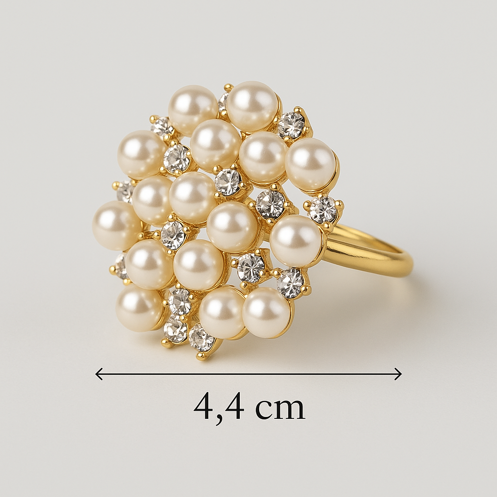 Essence Set – Gold Rhinestone & Pearl Napkin Rings