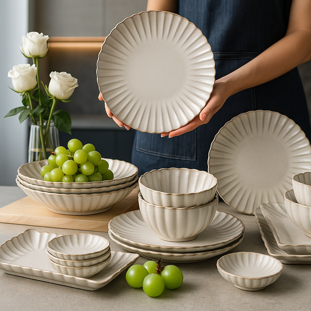 Plates Ceramic Petal Shape Florence Grace