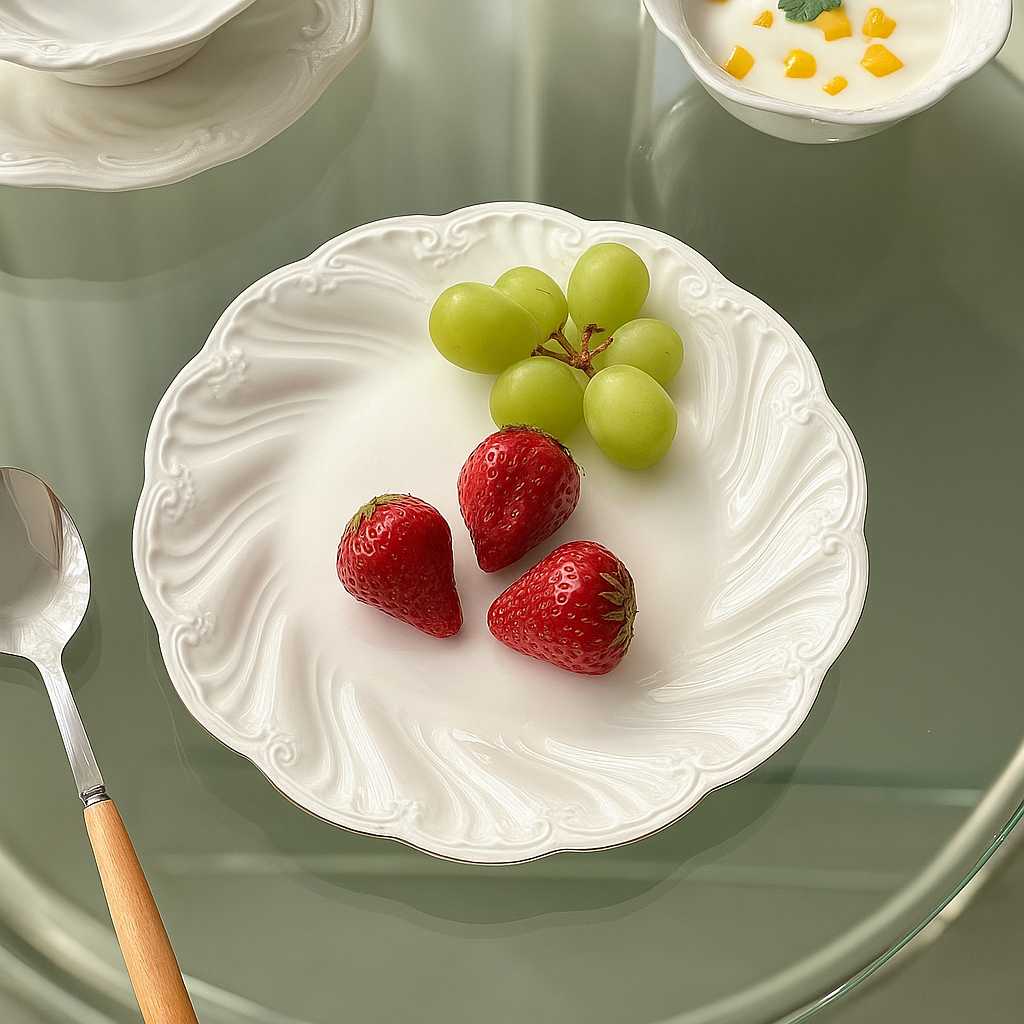 Plates Ceramic Embossed Rim Florence Splendor