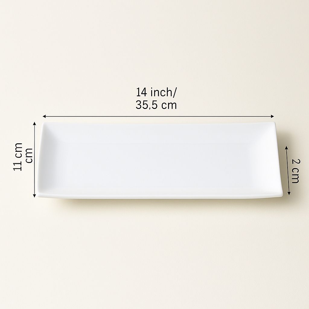 Plates Geneva White Rectangular Ceramic Essence