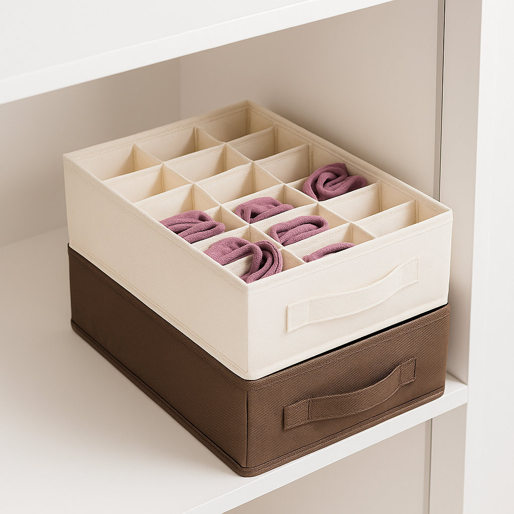 Bedroom Organizer Ivory Multi-Grid Storage Box