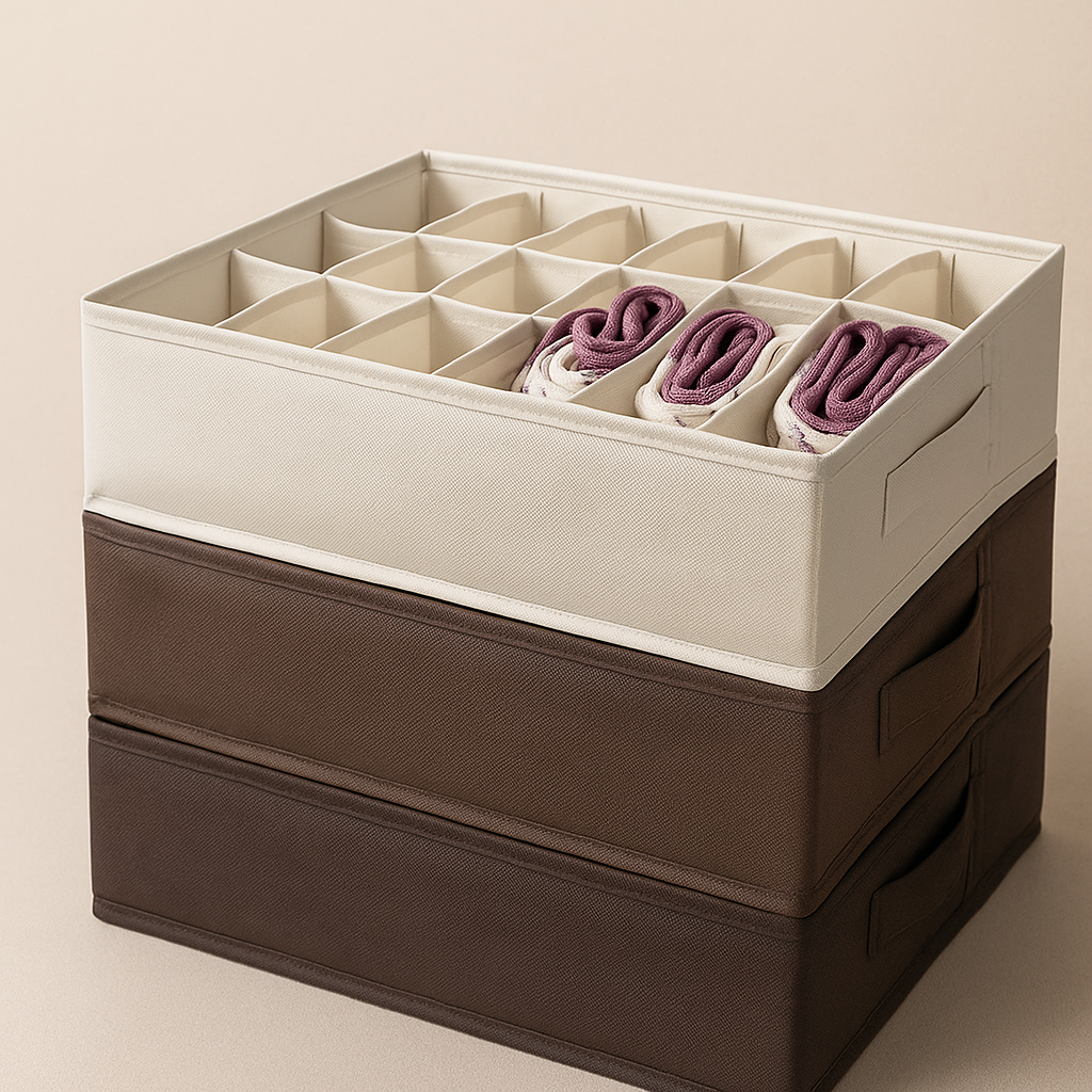 Bedroom Organizer Ivory Multi-Grid Storage Box