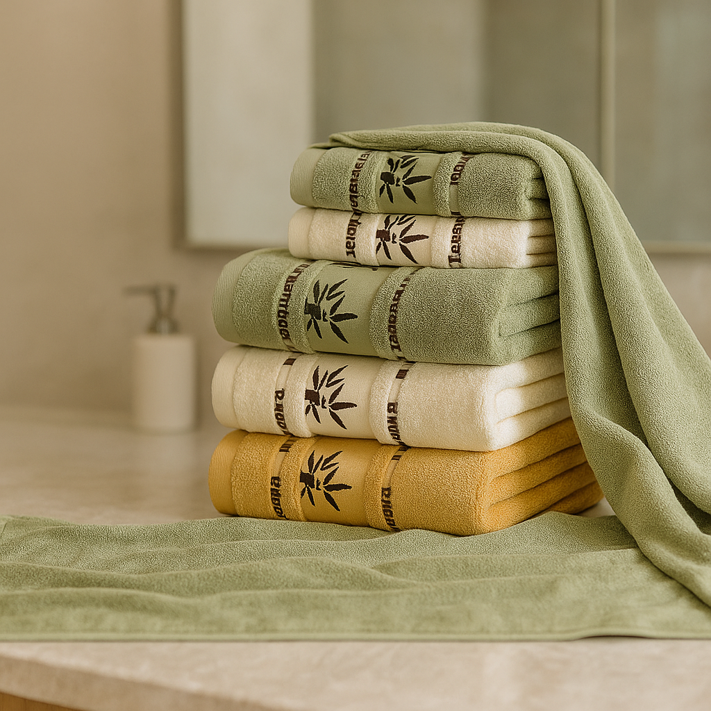 Bath Towels Bamboo Fiber Jacquard Elegance Set