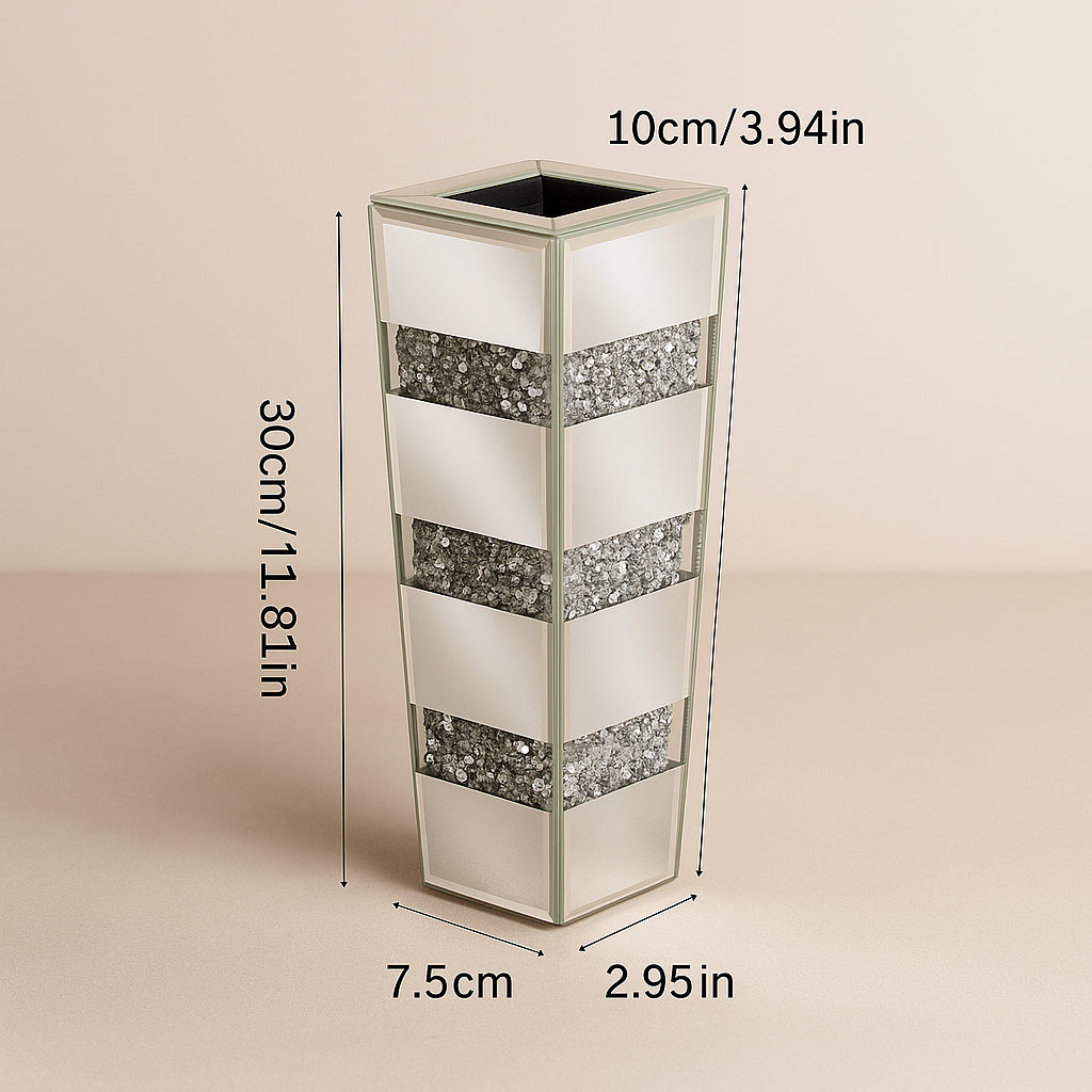 Vase Flower Crystal Silver Mirrored Prestige