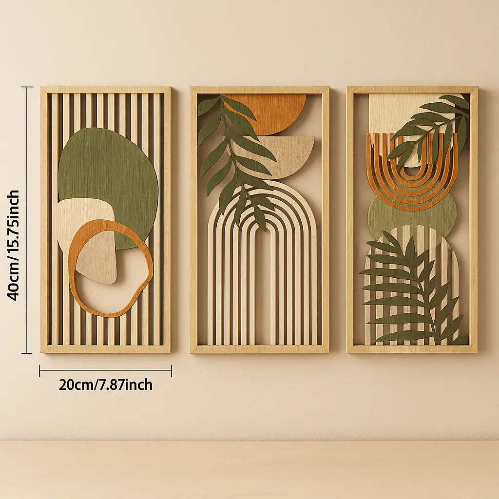 Wall Art Wooden Abstract Sage Green Elegance