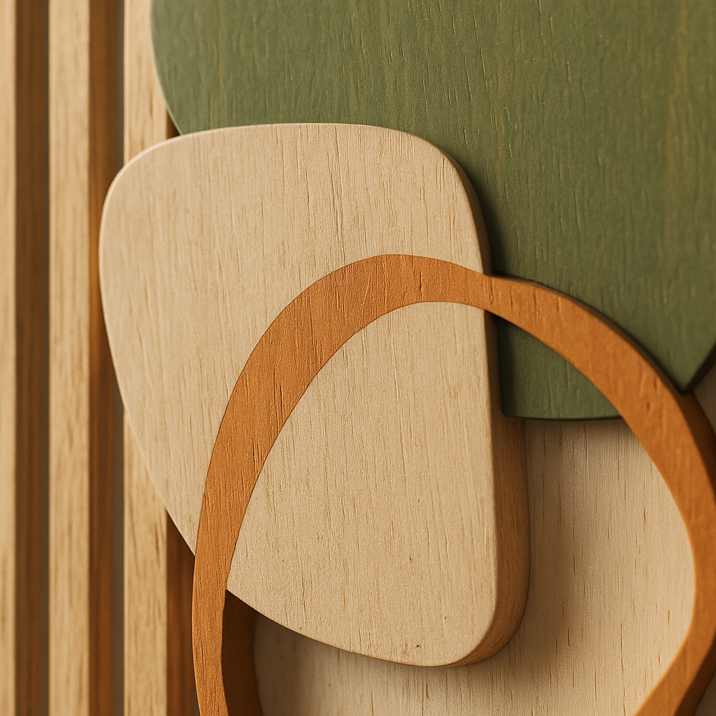 Wall Art Wooden Abstract Sage Green Elegance
