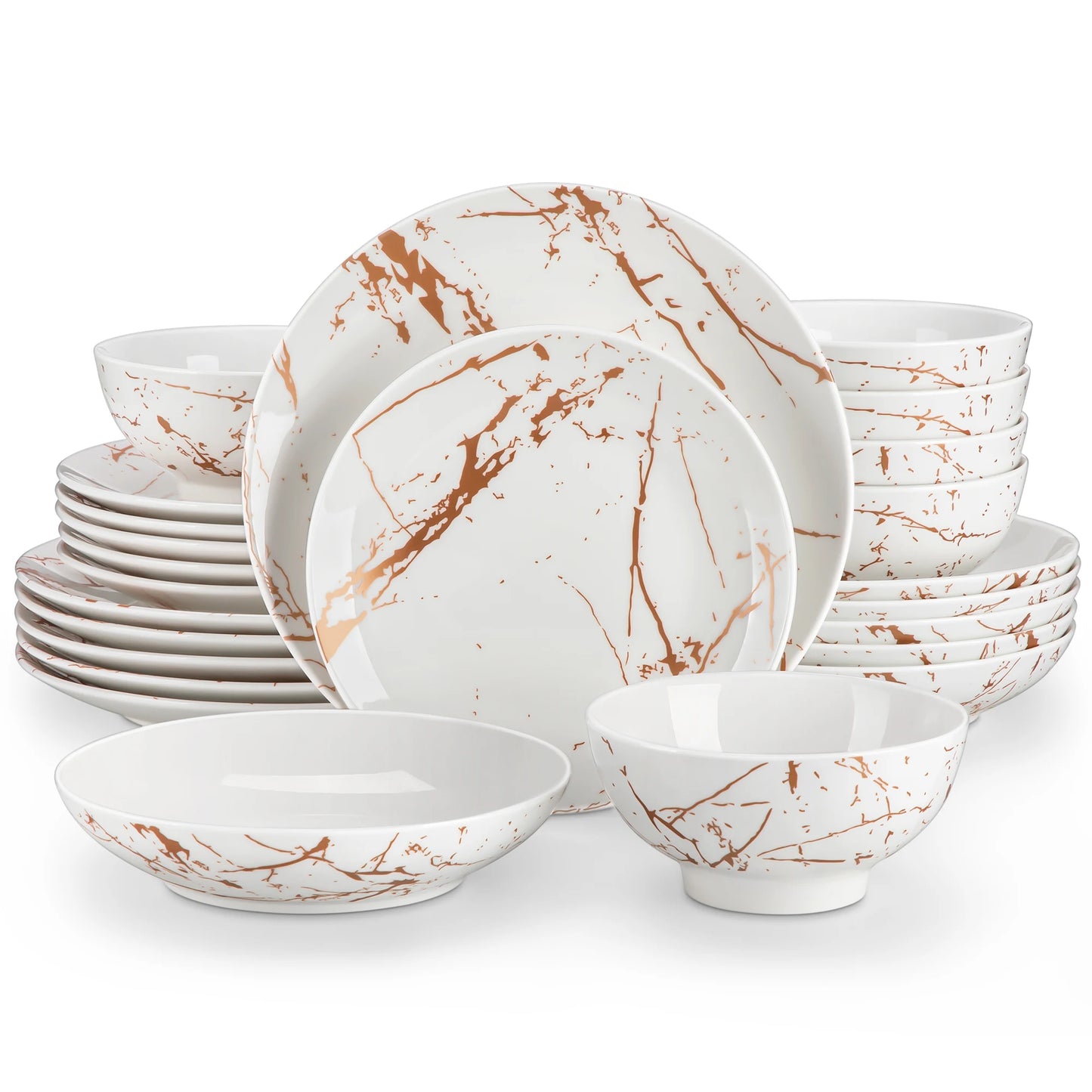 Opulence Set – 24-Piece Gold-Trimmed Porcelain Dinnerware