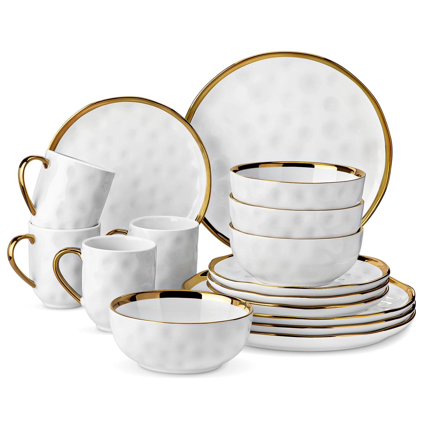 Aveline Dinnerware Set – Ivory Porcelain with Gold Finish
