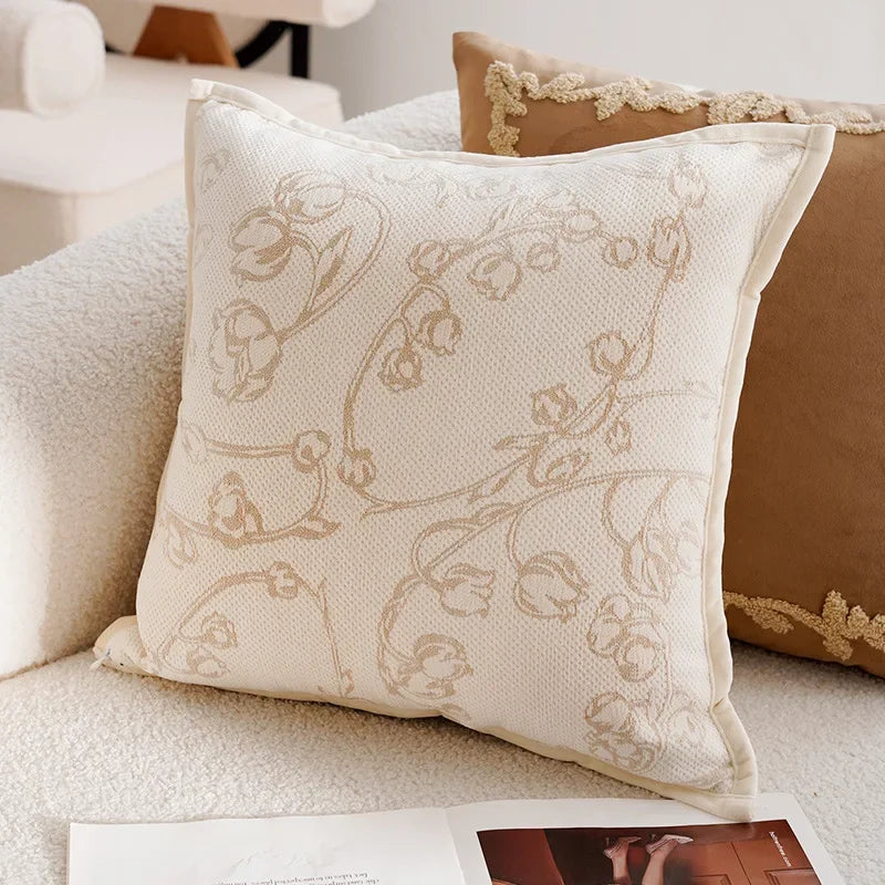 Pillow Cover Bordeaux French Stamped Brown Elegance