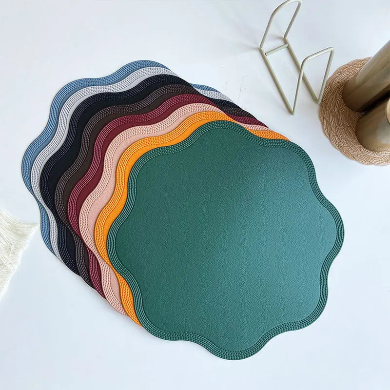 Timeless Floral Faux Leather Dining Placemats - Luxury Table Set