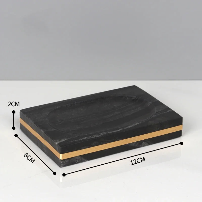 Bathroom Accessories Marble Black Gold Noble Essence