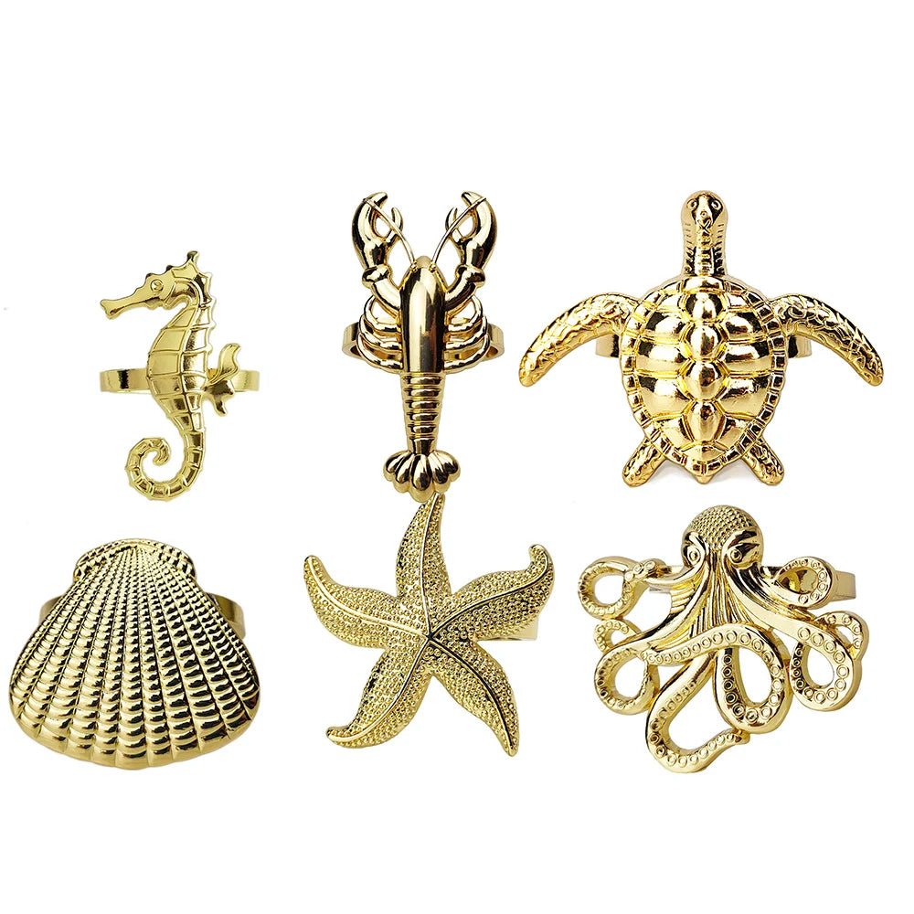 Nautica Ensemble – Silver Marine Life Napkin Rings - 6 pcs