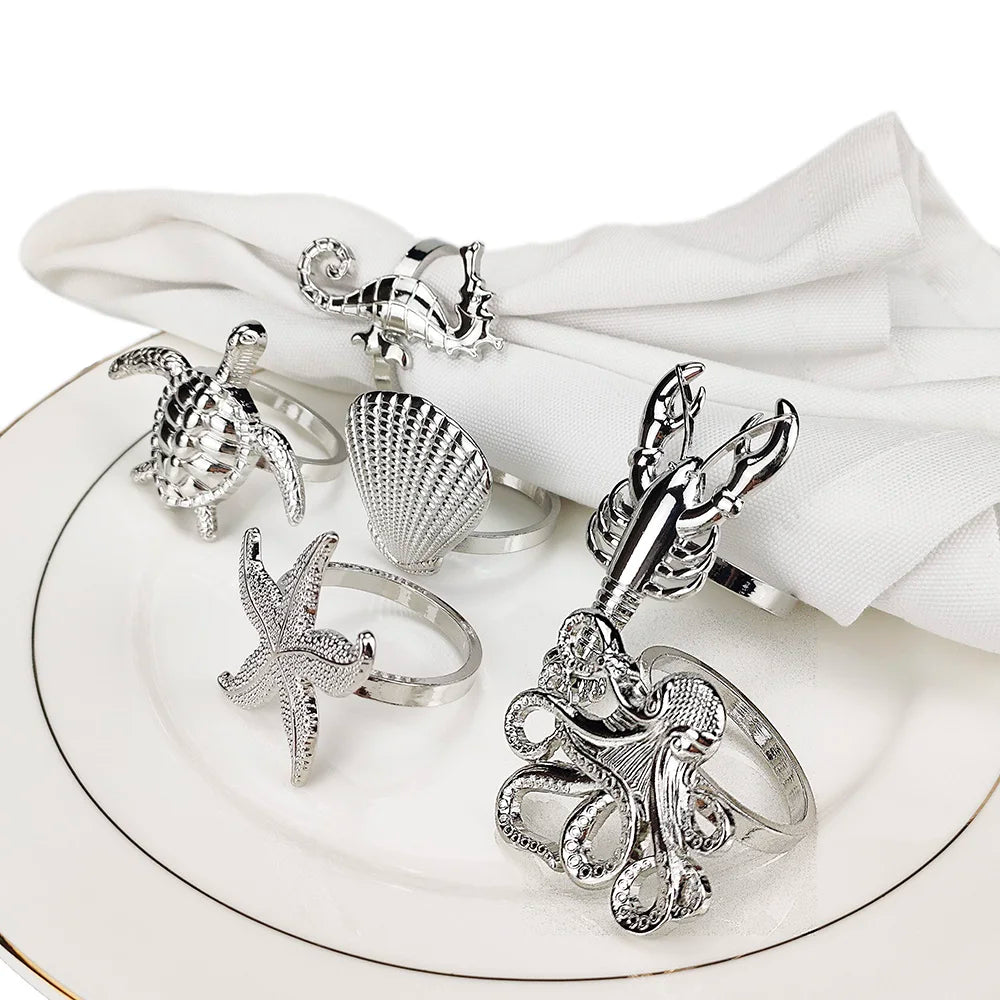 Nautica Ensemble – Silver Marine Life Napkin Rings - 6 pcs