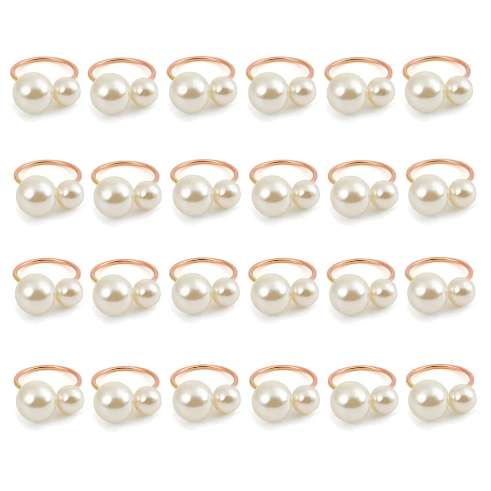 Éclat Gold Pearl Napkin Ring Collection – Elegant Table Decor