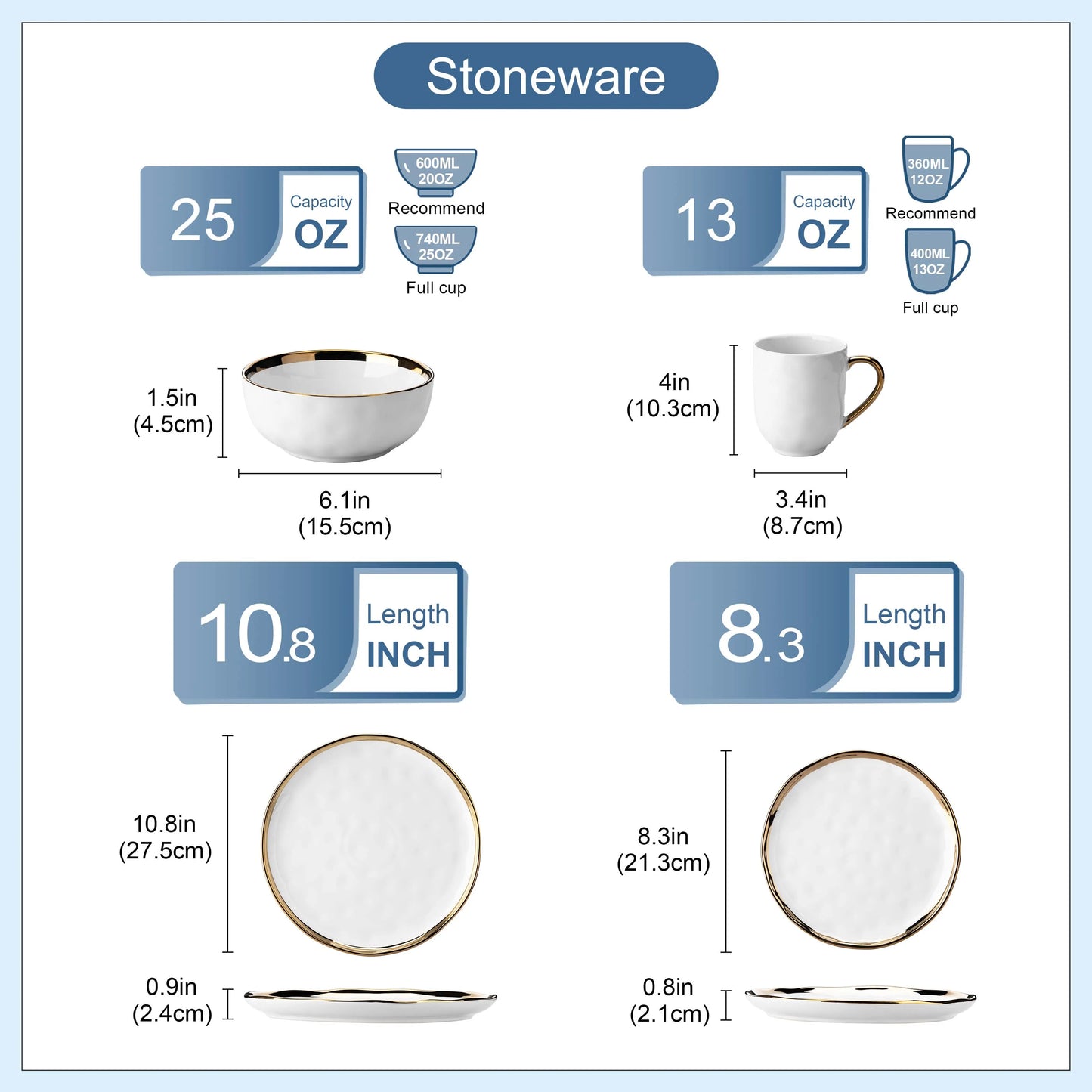 Aveline Dinnerware Set – Ivory Porcelain with Gold Finish