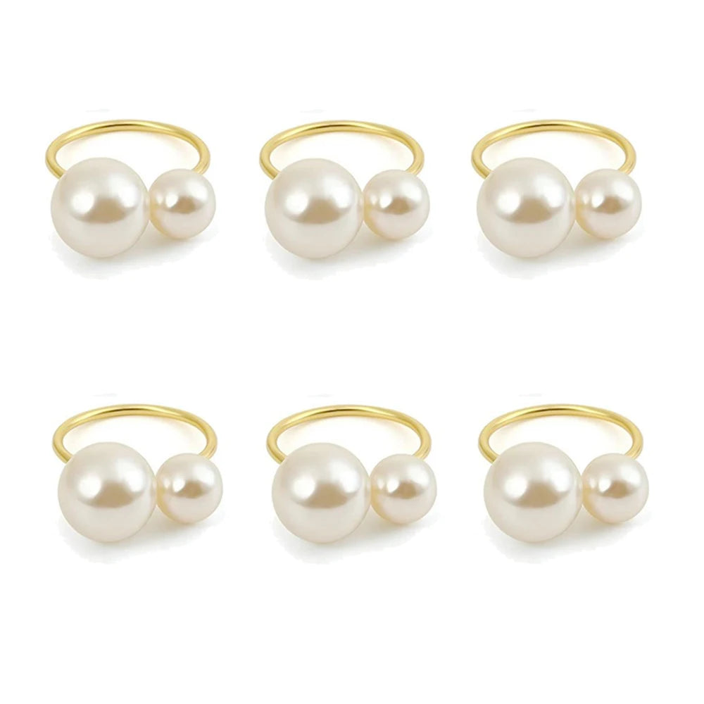 Éclat Gold Pearl Napkin Ring Collection – Elegant Table Decor