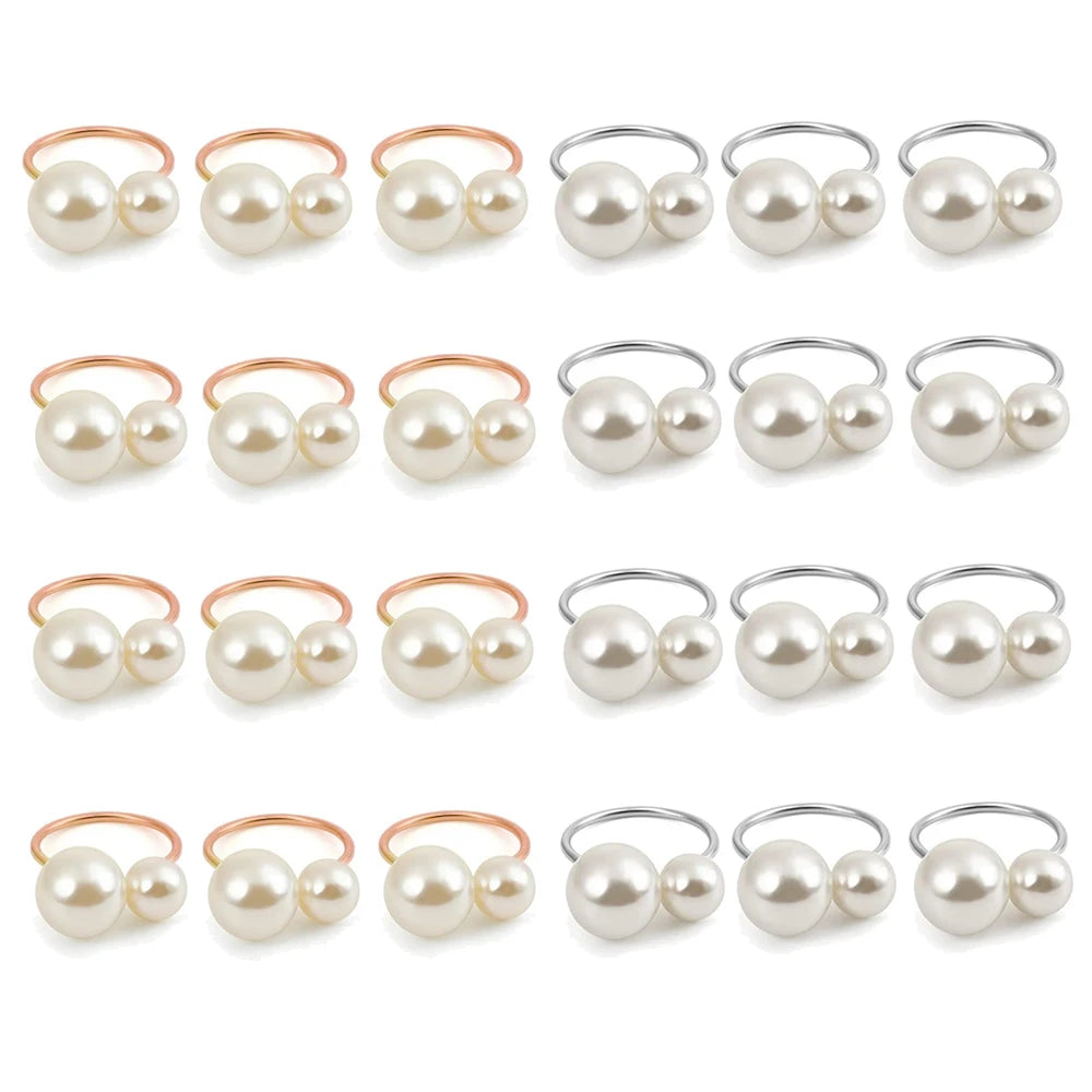 Éclat Gold Pearl Napkin Ring Collection – Elegant Table Decor