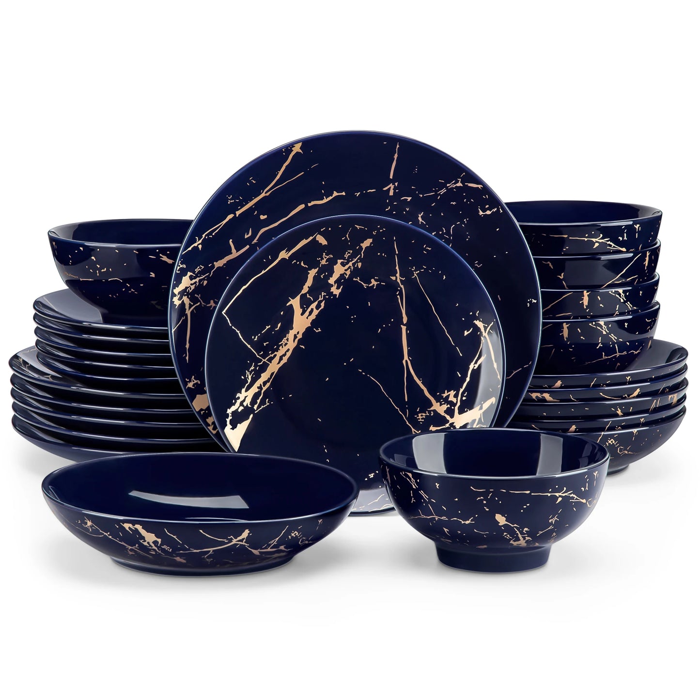 Opulence Set – 24-Piece Gold-Trimmed Porcelain Dinnerware