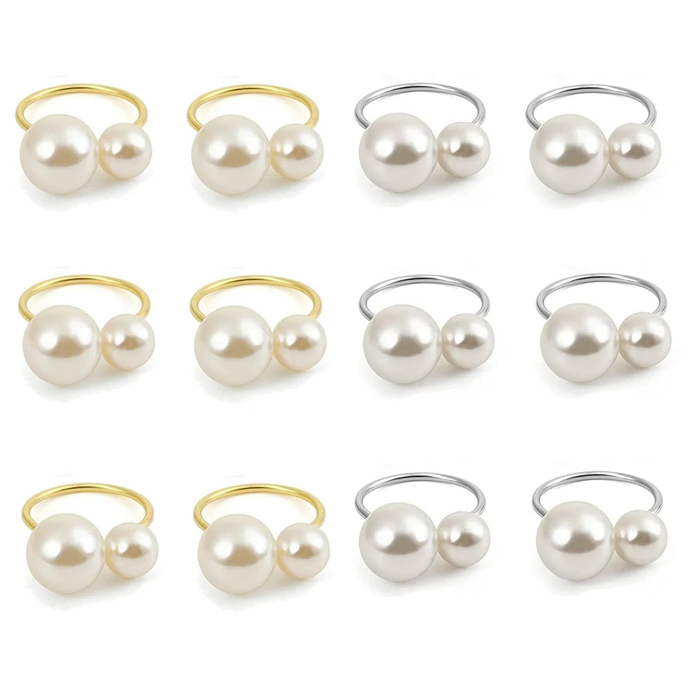 Éclat Gold Pearl Napkin Ring Collection – Elegant Table Decor