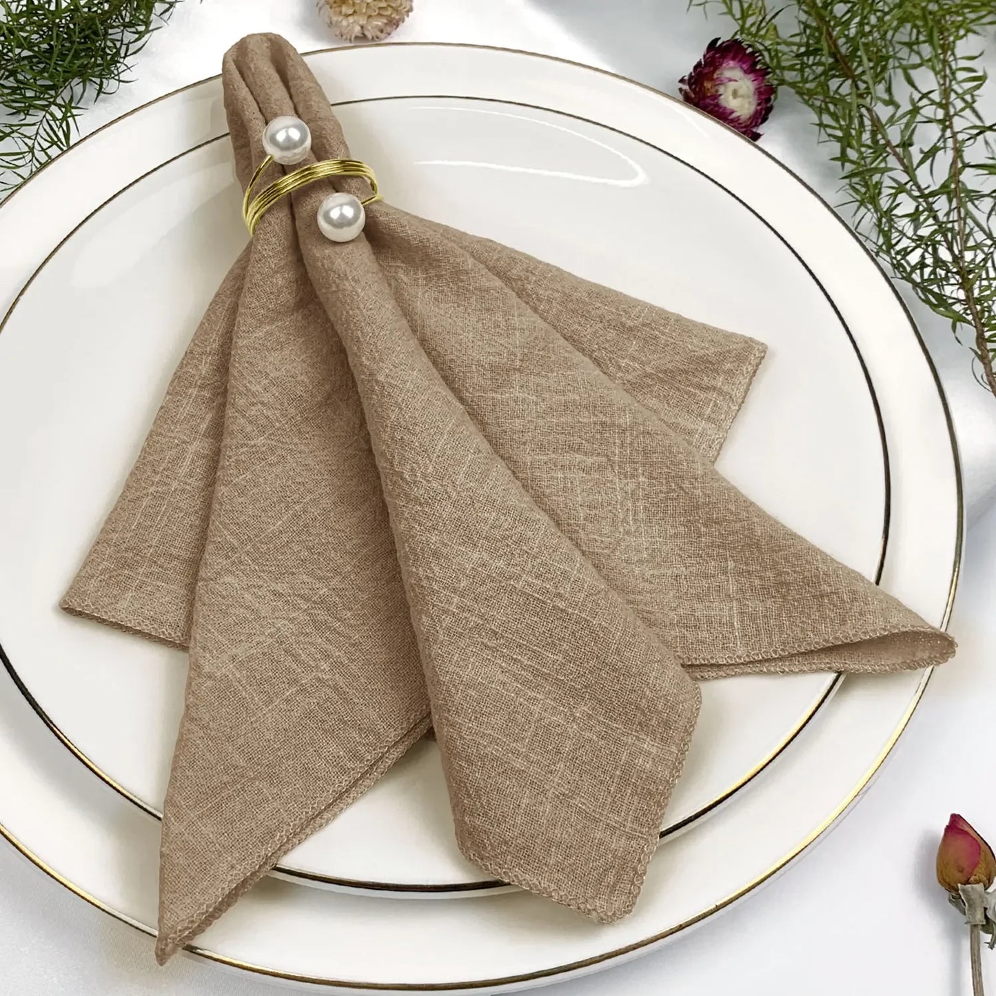 Amélie Linen Napkin Set – 6 Pieces, 30x30cm, Elegant Wedding & Daily Use