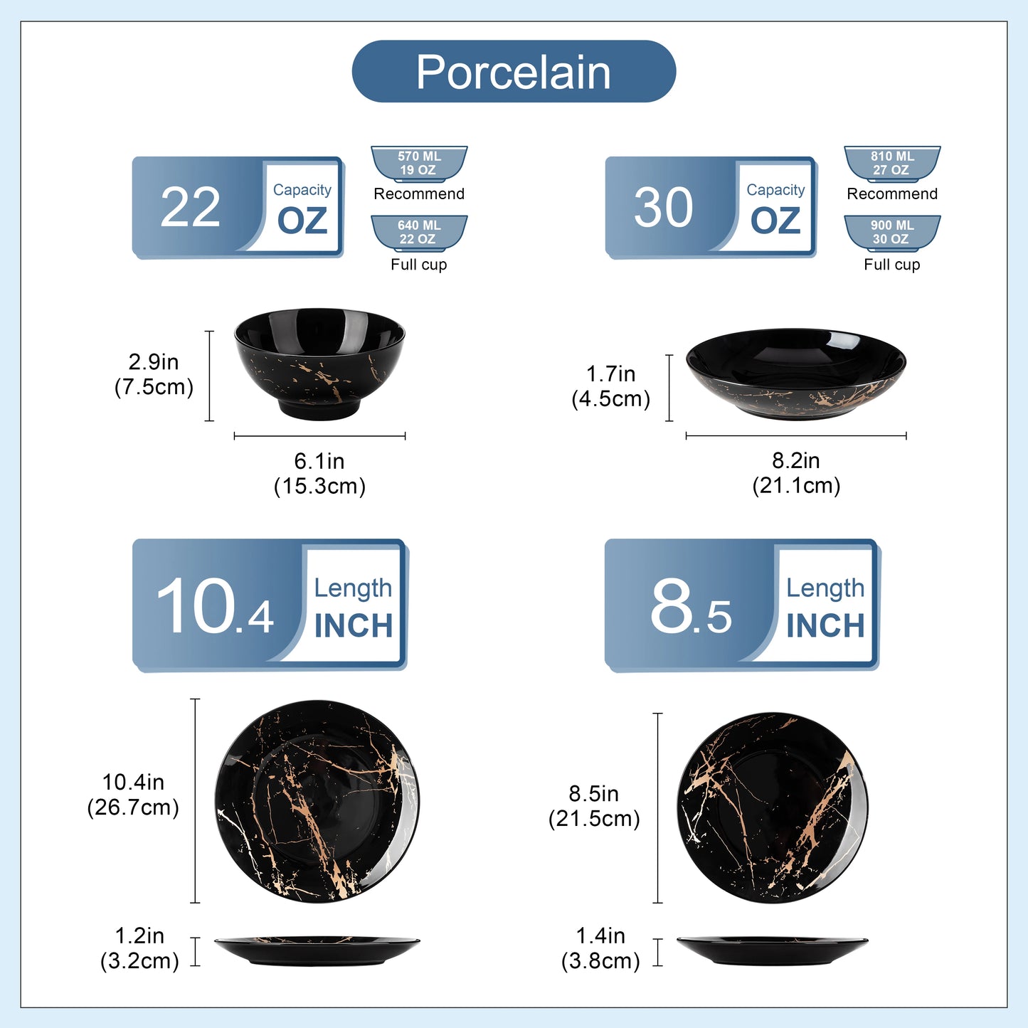 Opulence Set – 24-Piece Gold-Trimmed Porcelain Dinnerware