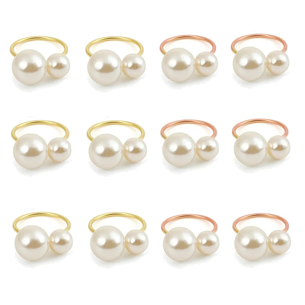 Éclat Gold Pearl Napkin Ring Collection – Elegant Table Decor