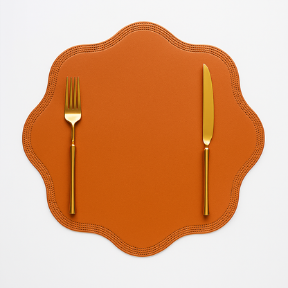 Timeless Floral Faux Leather Dining Placemats - Luxury Table Set