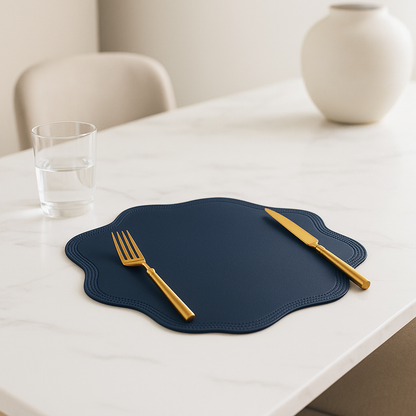 Timeless Floral Faux Leather Dining Placemats - Luxury Table Set