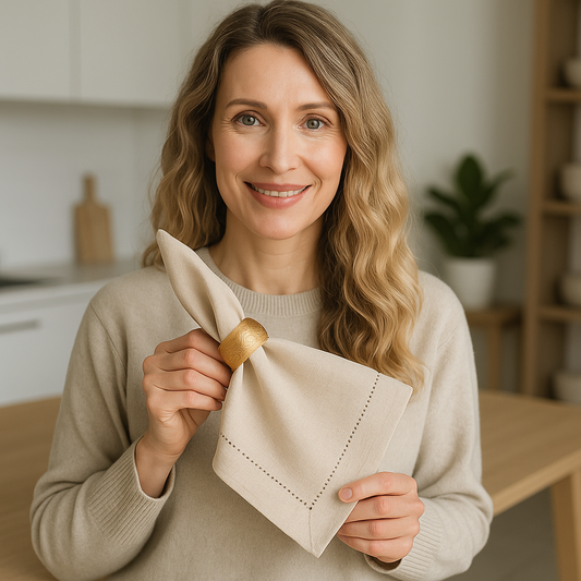 Premium Washed Linen Dining Napkins – Set of 12, Classic Hemmed Edges