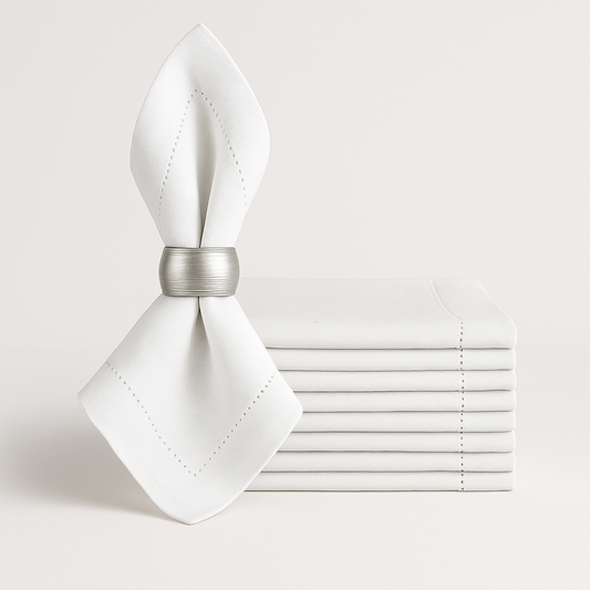 Premium Washed Linen Dining Napkins – Set of 12, Classic Hemmed Edges