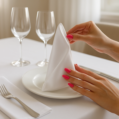Élise Satin Champagne Napkin Set – 10 Soft 30x30cm Pieces