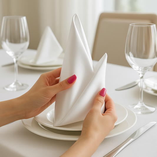 Élise Satin Champagne Napkin Set – 10 Soft 30x30cm Pieces