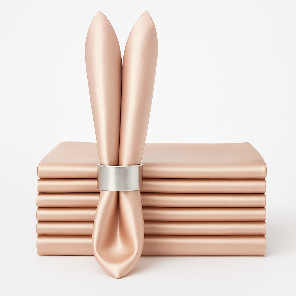 Élise Satin Champagne Napkin Set – 10 Soft 30x30cm Pieces