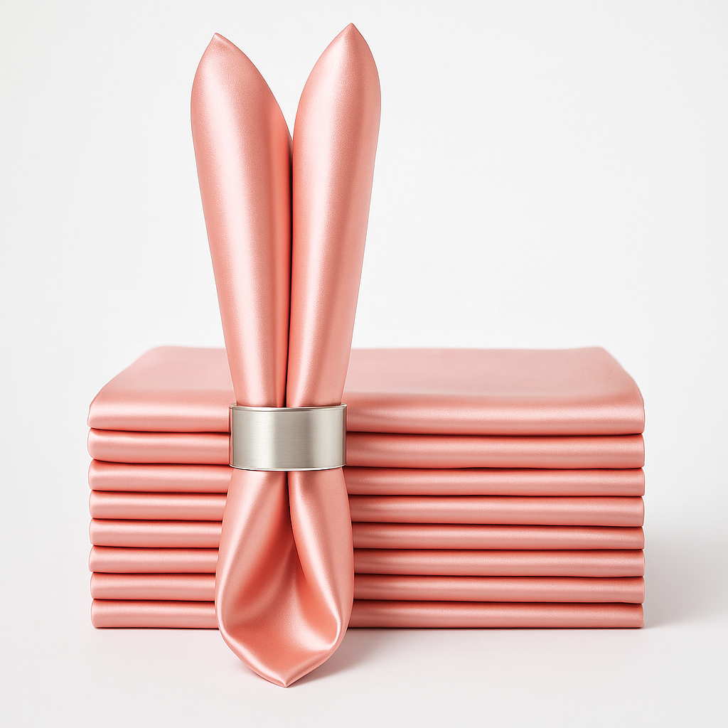 Élise Satin Champagne Napkin Set – 10 Soft 30x30cm Pieces