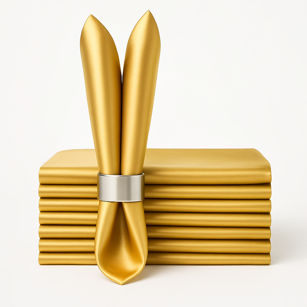 Élise Satin Champagne Napkin Set – 10 Soft 30x30cm Pieces