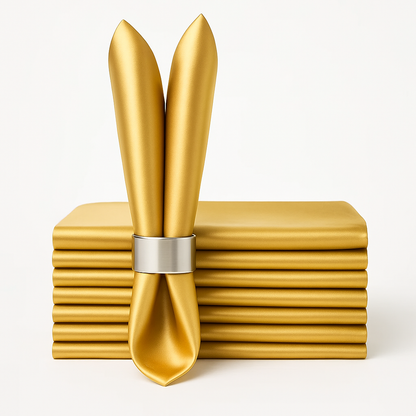 Élise Satin Champagne Napkin Set – 10 Soft 30x30cm Pieces