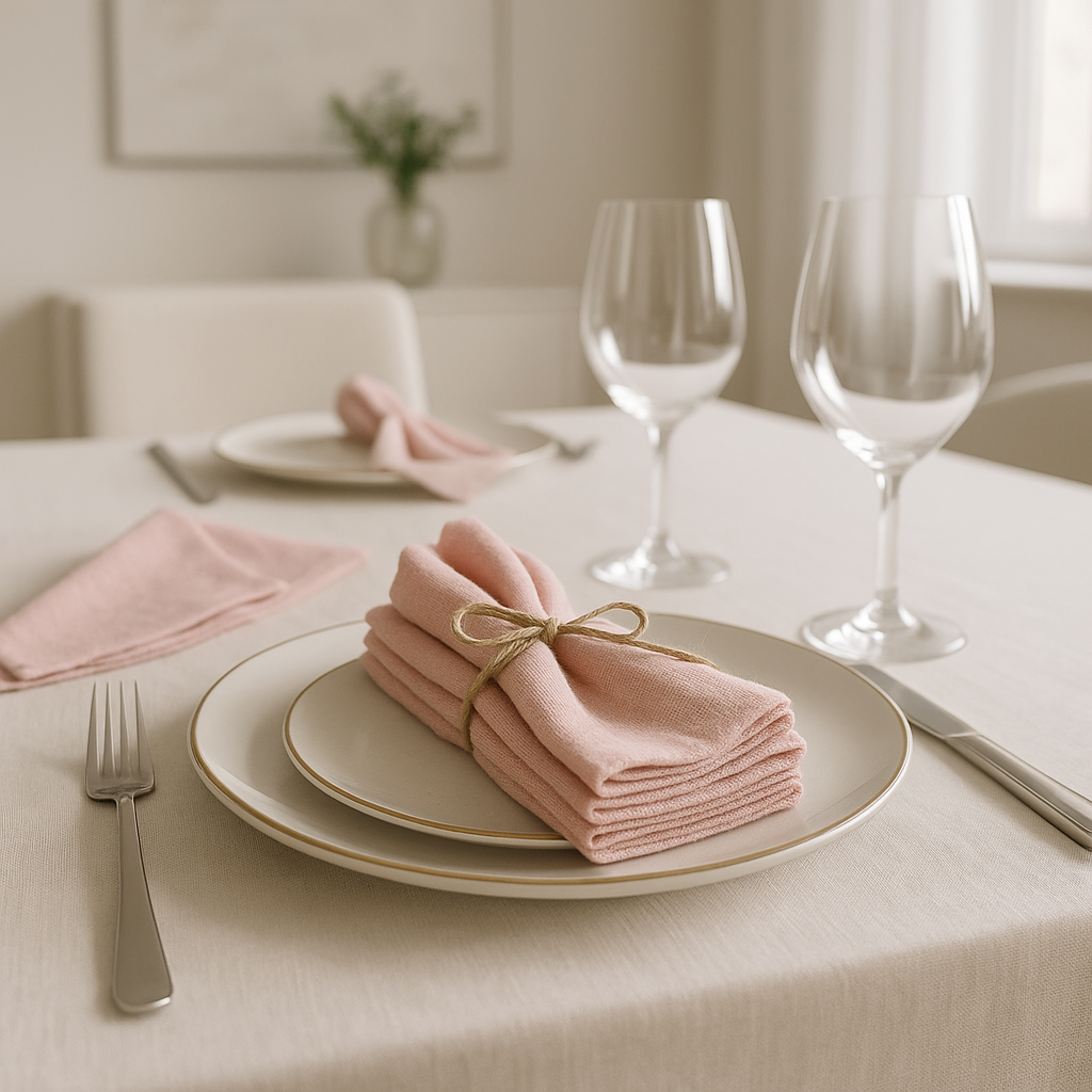 Amélie Linen Napkin Set – 6 Pieces, 30x30cm, Elegant Wedding & Daily Use