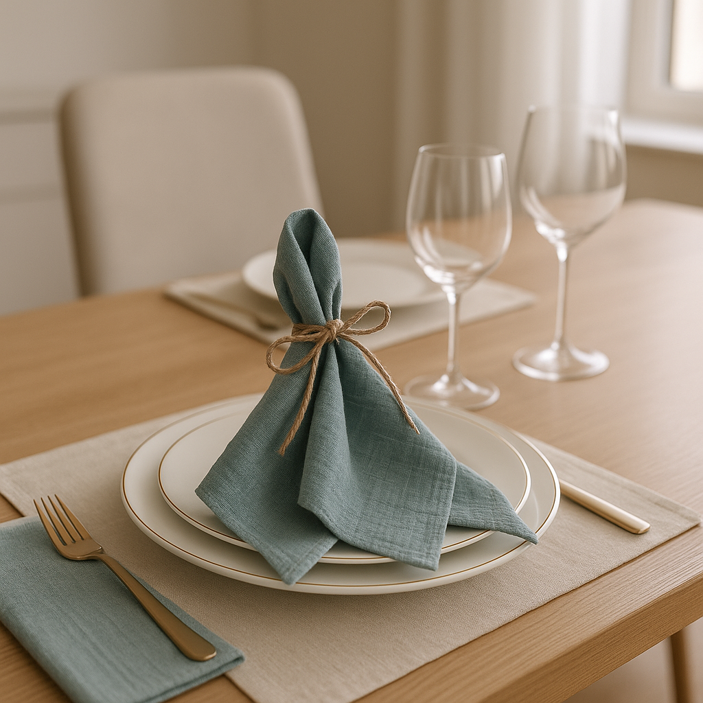 Amélie Linen Napkin Set – 6 Pieces, 30x30cm, Elegant Wedding & Daily Use