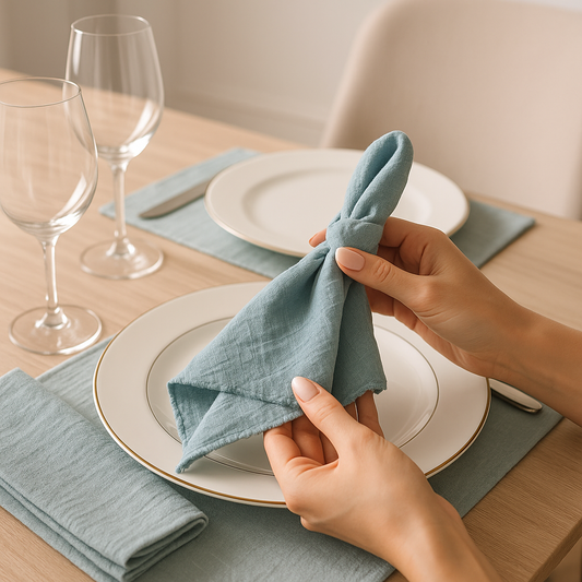 Amélie Linen Napkin Set – 6 Pieces, 30x30cm, Elegant Wedding & Daily Use