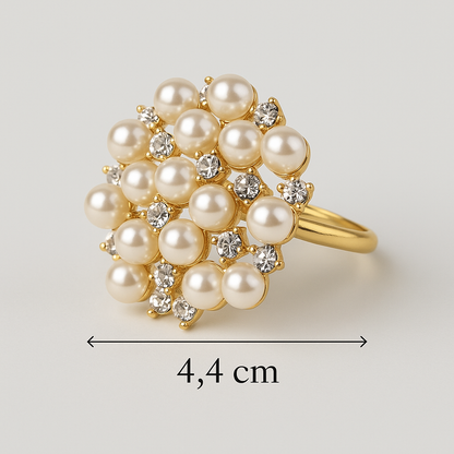 Essence Set – Gold Rhinestone & Pearl Napkin Rings