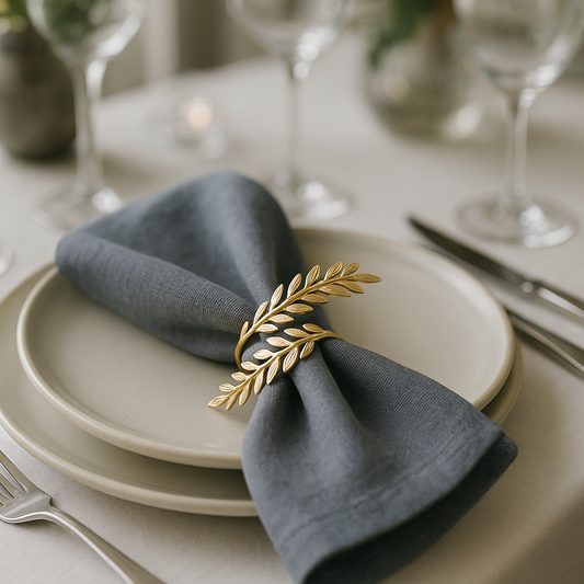 Wheatley Set – Premium Wheat Leaf Napkin Rings - 12 Pcs