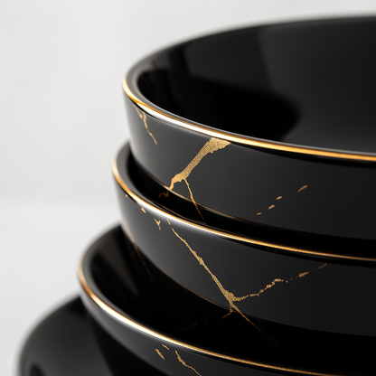 Opulence Set – 24-Piece Gold-Trimmed Porcelain Dinnerware