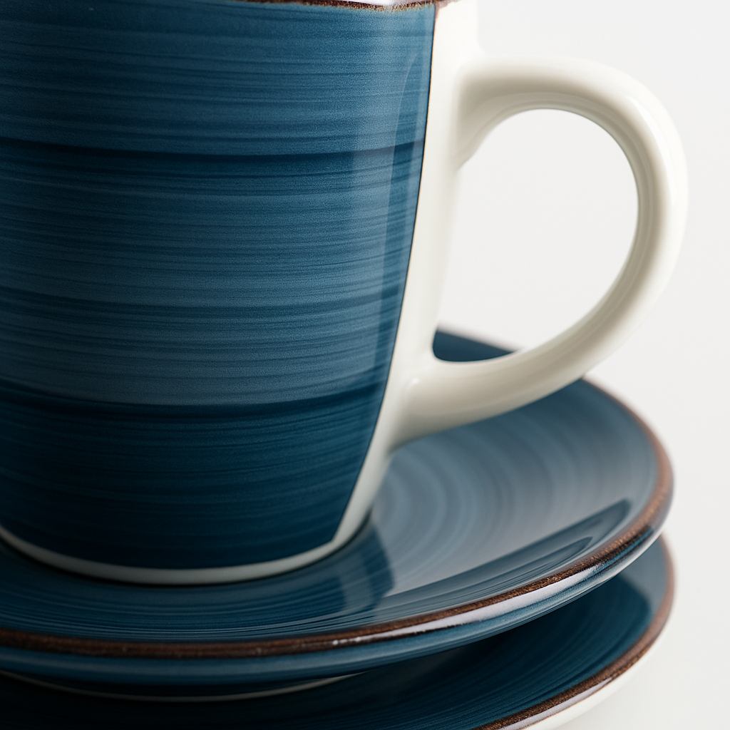 Azure Gaze Dinnerware Set – Ivory Porcelain & Vintage Blue
