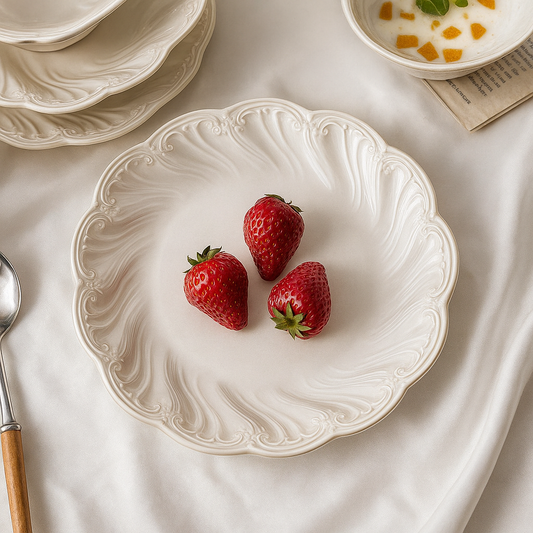 Plates Ceramic Embossed Rim Florence Splendor
